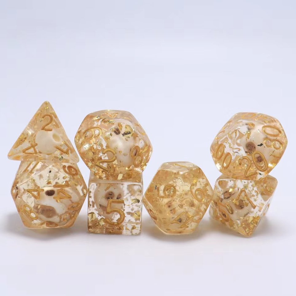 Factory Direct Sales Resin Dice 7 pcs Round Edge Cock Inclusion Dice DND Game Dice For DND
