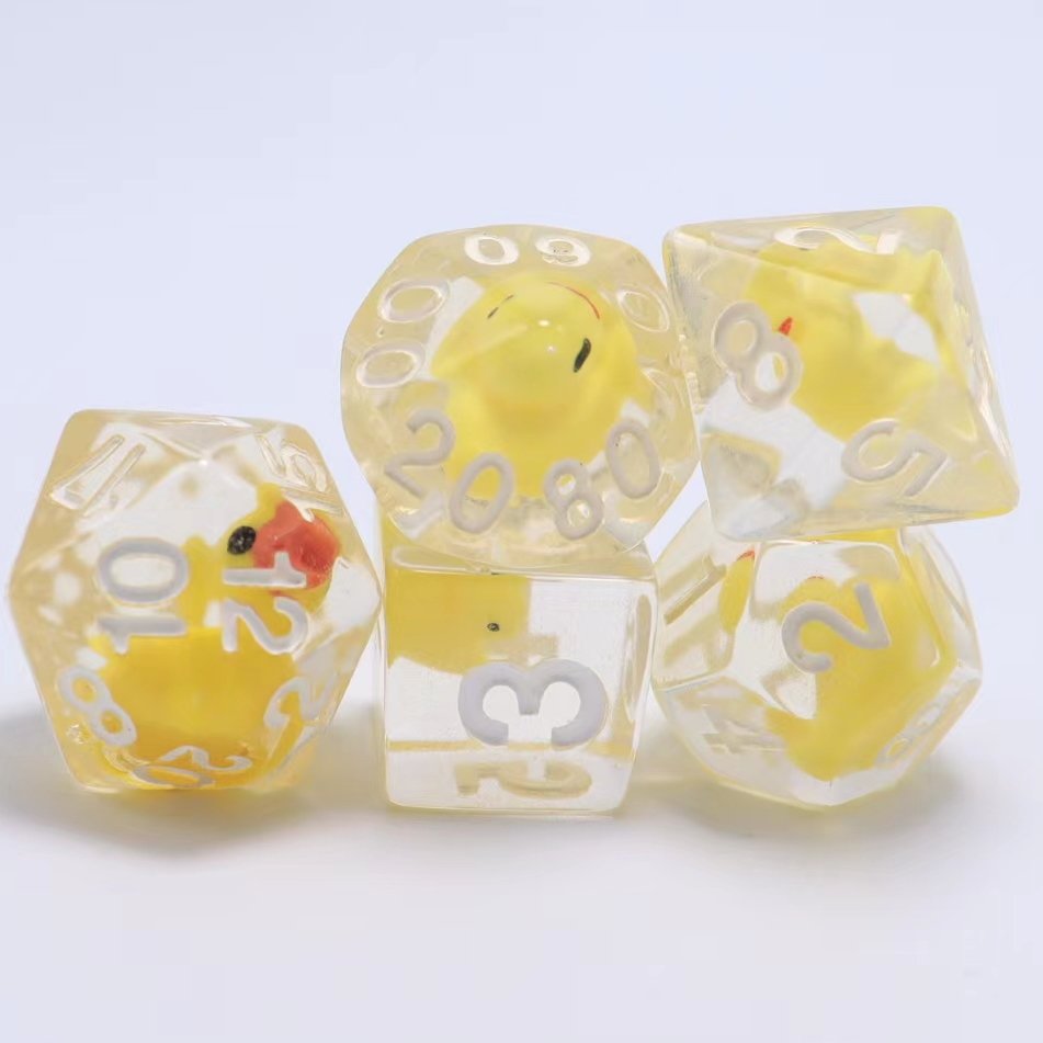 Factory Direct Sales Resin Dice 7 pcs Round Edge Cock Inclusion Dice DND Game Dice For DND