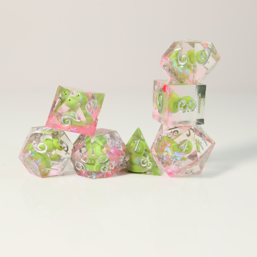 Custom Resin Dice Set DND Polyhedral with Sharp core snake Edges RPG Dungeons Board Games Custom