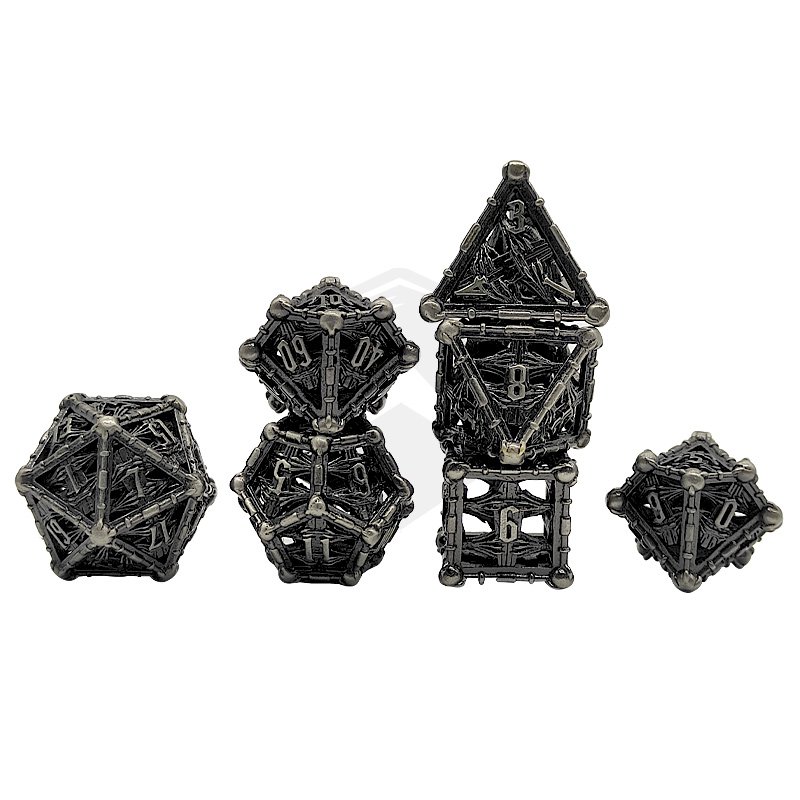 Factory Wholesale DND Metal Dice Set Dungeon And Dragon Game Metal Dice Set Hollow Metal Dice Set With Dnd Roleplaying Game