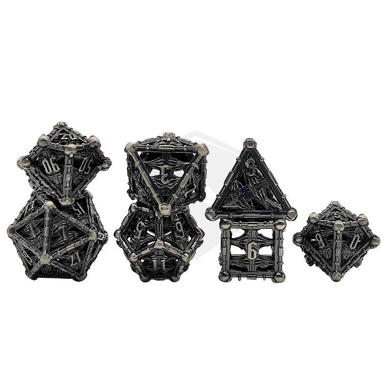 Factory Wholesale DND Metal Dice Set Dungeon And Dragon Game Metal Dice Set Hollow Metal Dice Set With Dnd Roleplaying Game