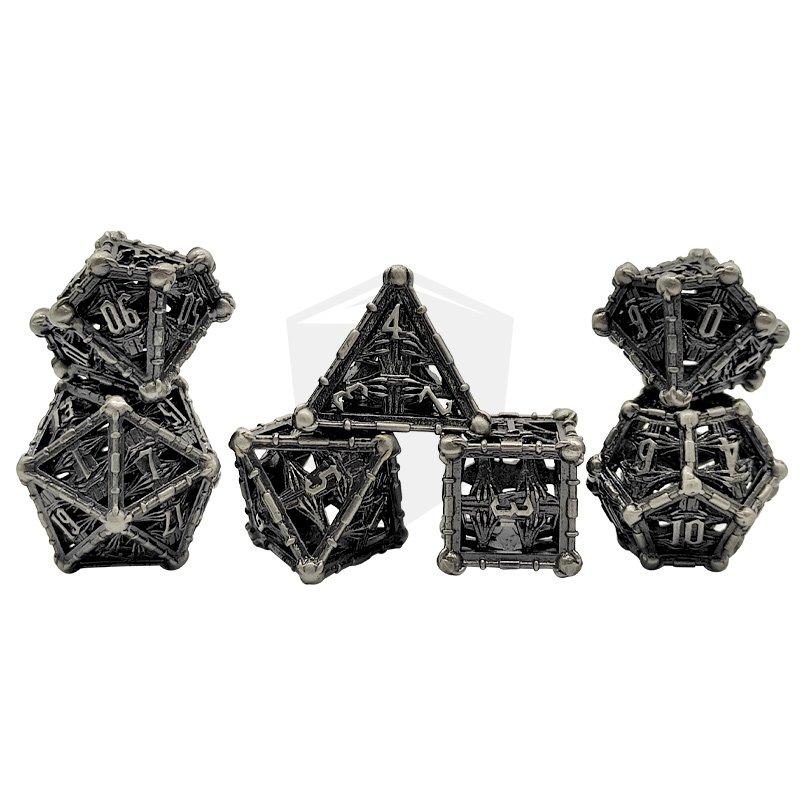 Factory Wholesale DND Metal Dice Set Dungeon And Dragon Game Metal Dice Set Hollow Metal Dice Set With Dnd Roleplaying Game