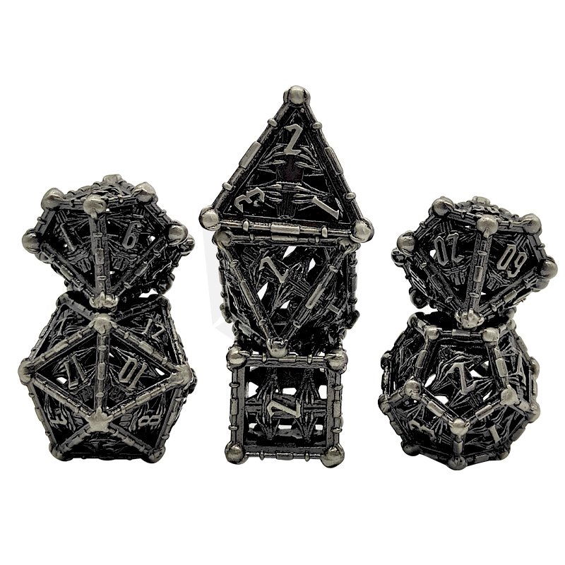 Factory Wholesale DND Metal Dice Set Dungeon And Dragon Game Metal Dice Set Hollow Metal Dice Set With Dnd Roleplaying Game