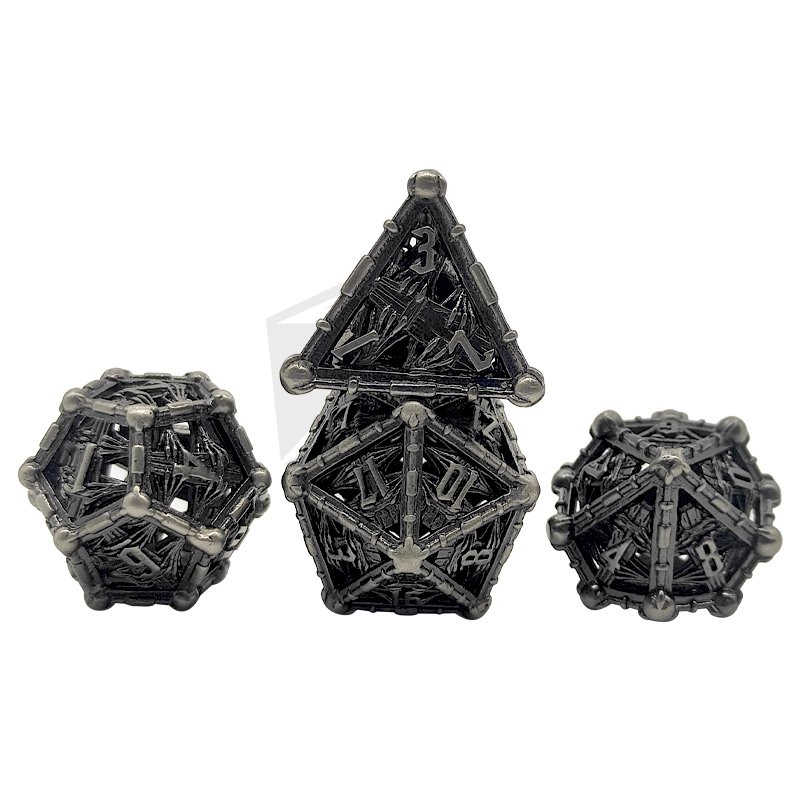 Factory Wholesale DND Metal Dice Set Dungeon And Dragon Game Metal Dice Set Hollow Metal Dice Set With Dnd Roleplaying Game