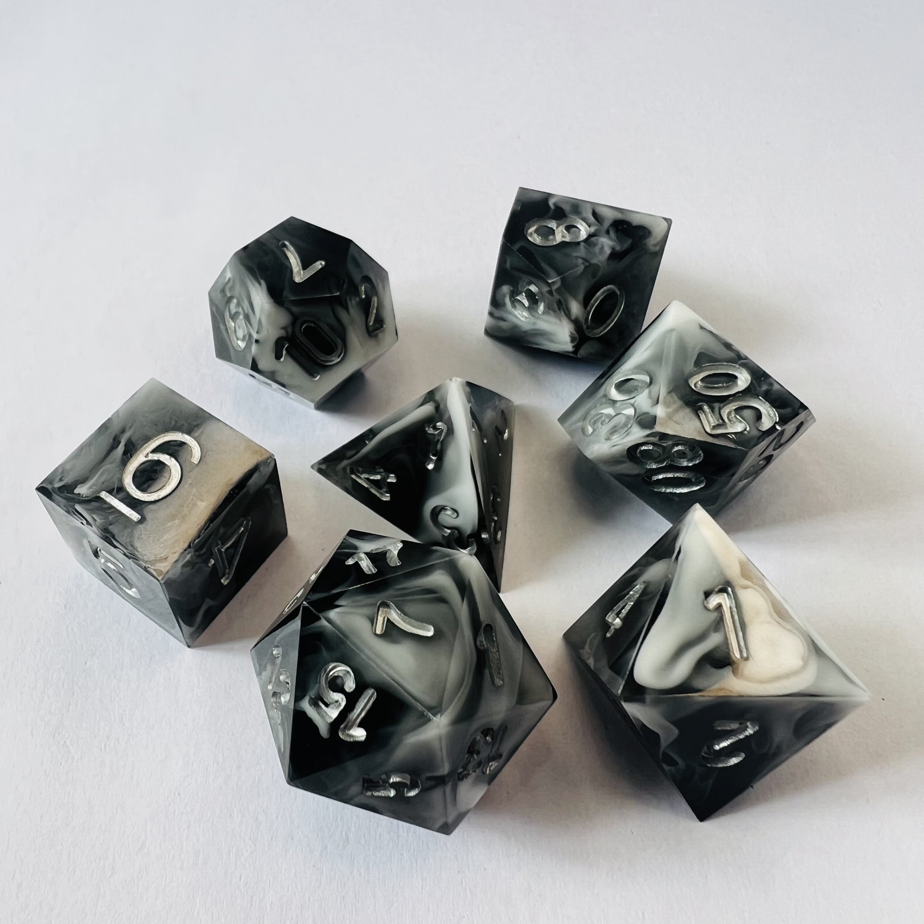 Plastic Dnd Rpg Board Games Or Card Games Dungeons And Dragons Polyhedral Smoke Black Dice Set