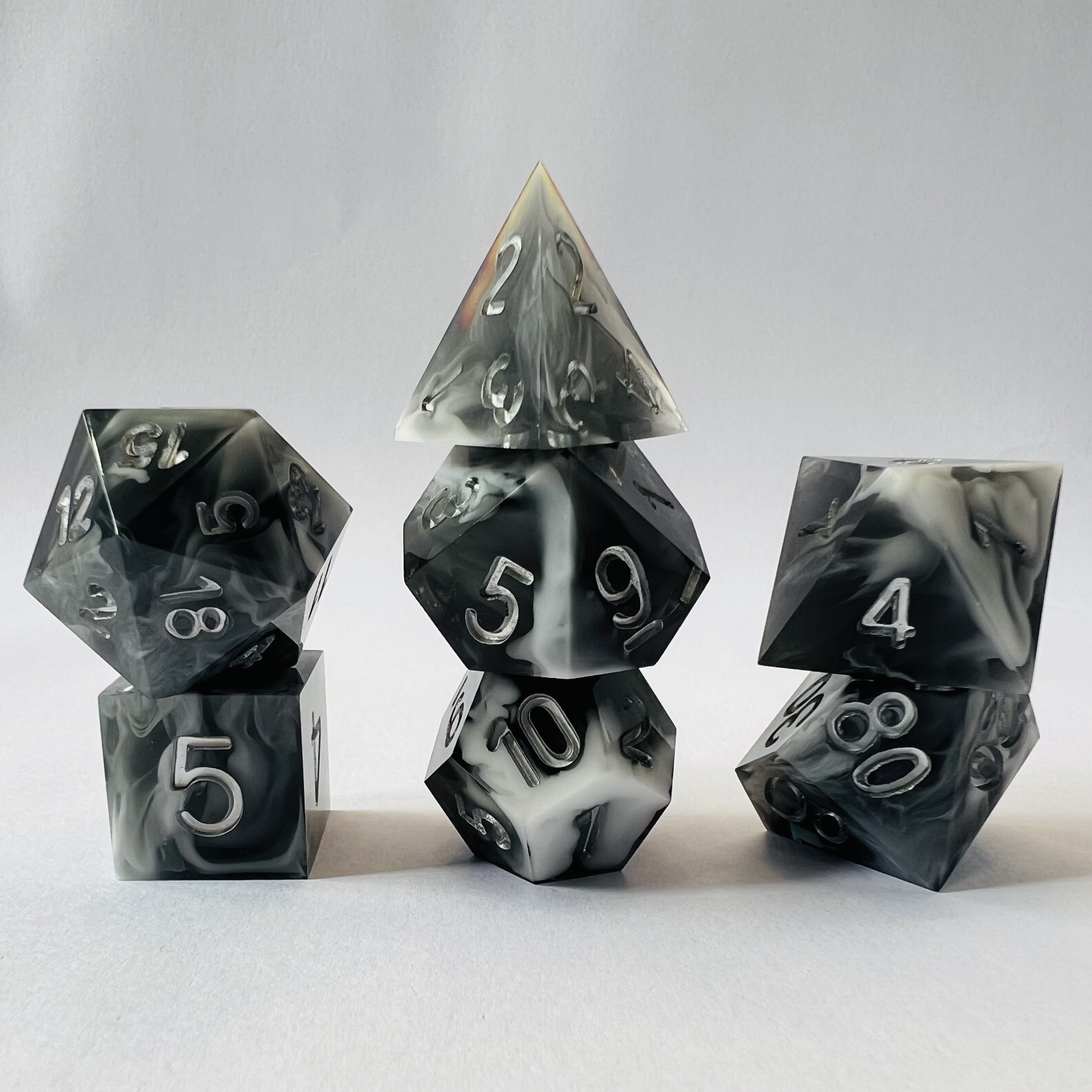 Plastic Dnd Rpg Board Games Or Card Games Dungeons And Dragons Polyhedral Smoke Black Dice Set