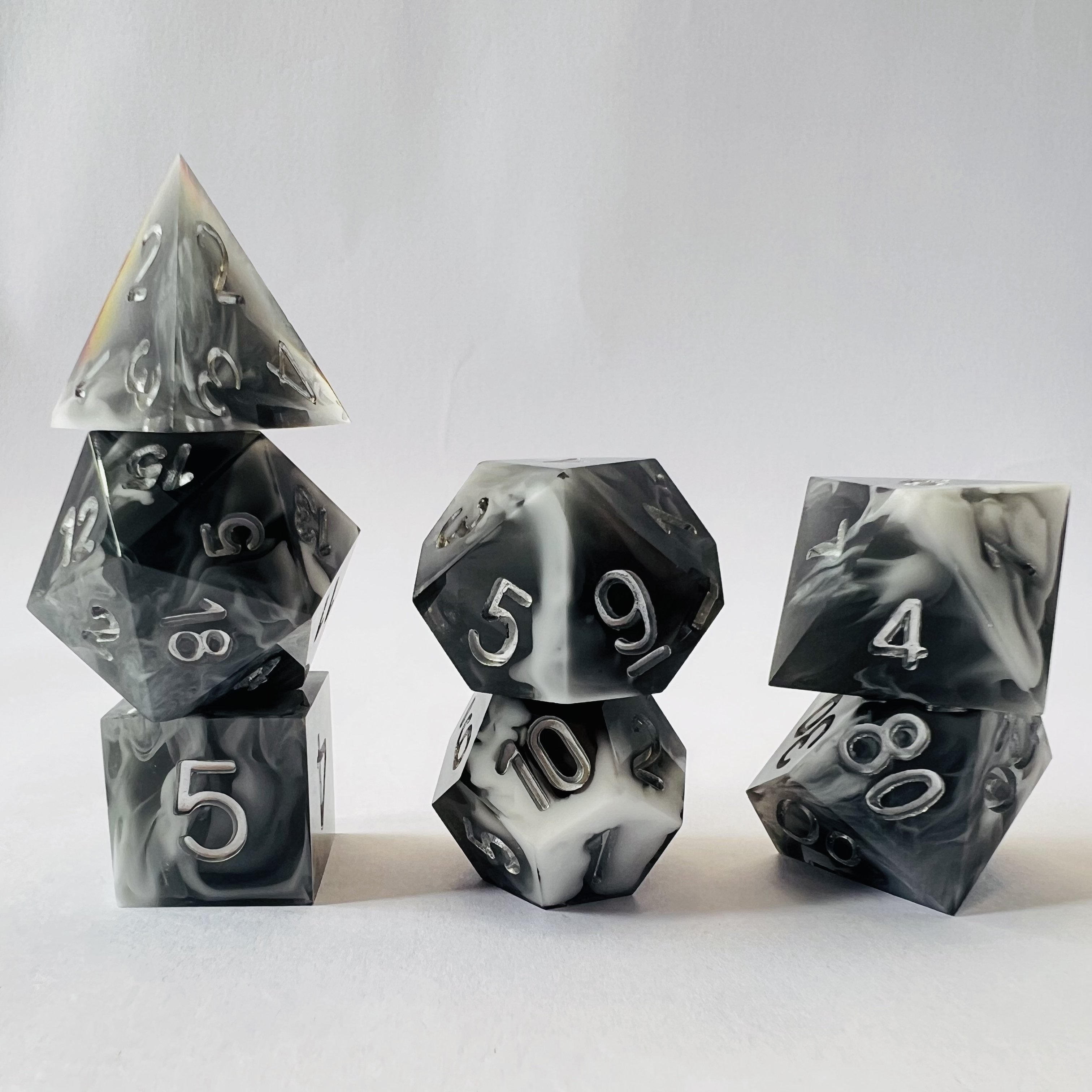 Plastic Dnd Rpg Board Games Or Card Games Dungeons And Dragons Polyhedral Smoke Black Dice Set