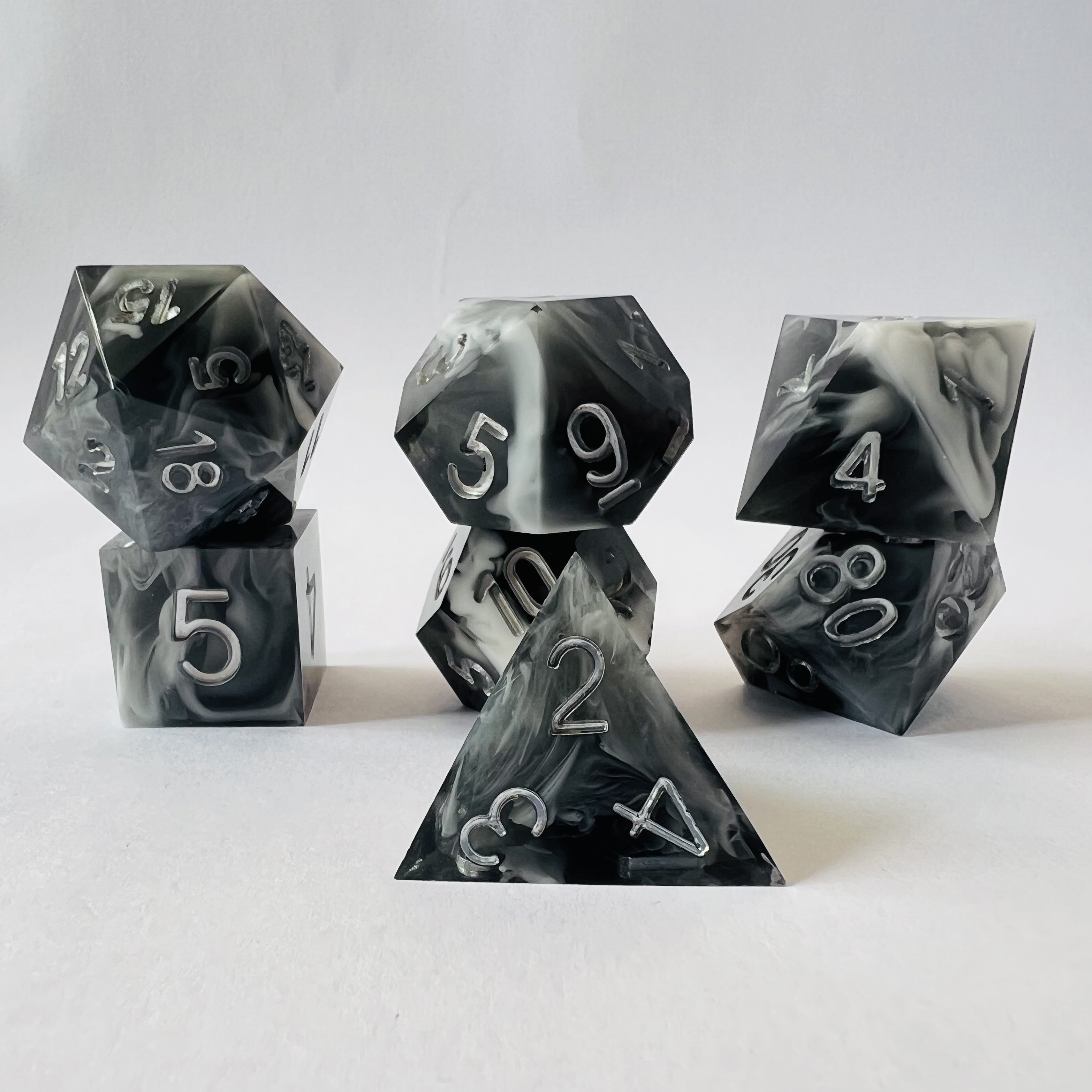 Plastic Dnd Rpg Board Games Or Card Games Dungeons And Dragons Polyhedral Smoke Black Dice Set