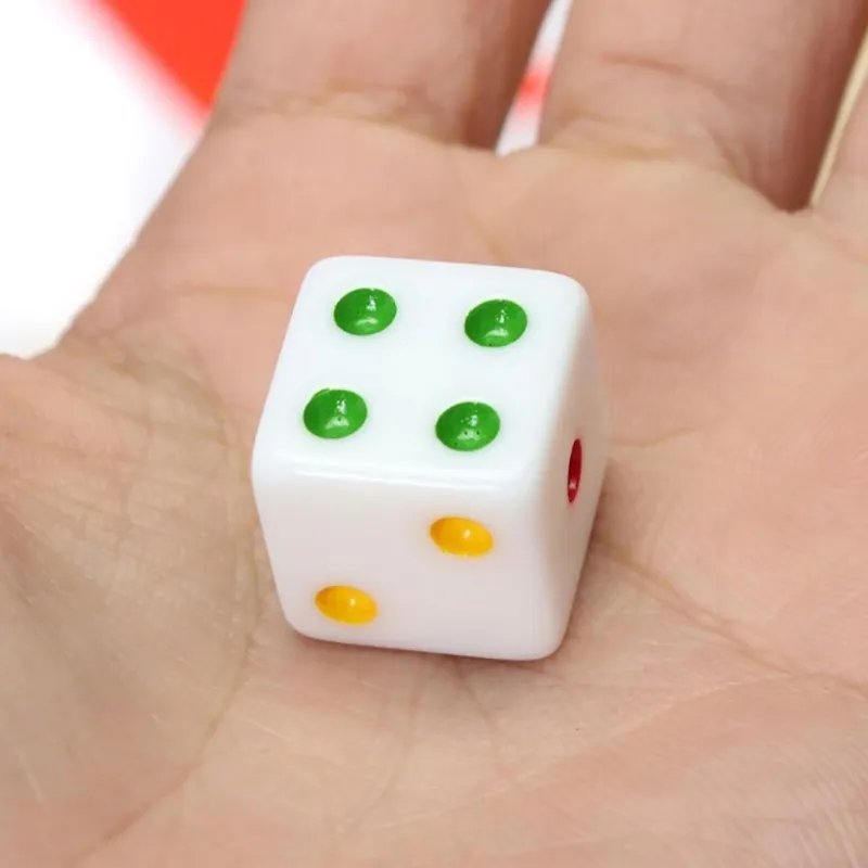 6-Sided Square Corner Dice Six Sided D6 16mm Standard White Dice with Multi-Color Pips for Playing Dice Games