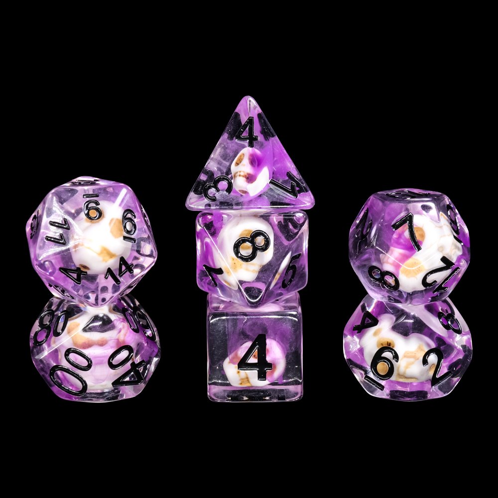 New Luxury 7-Piece Polyhedral Skull Resin D20 Dice Sharp Edge Custom Logo for Game DND Board Games Square Shape