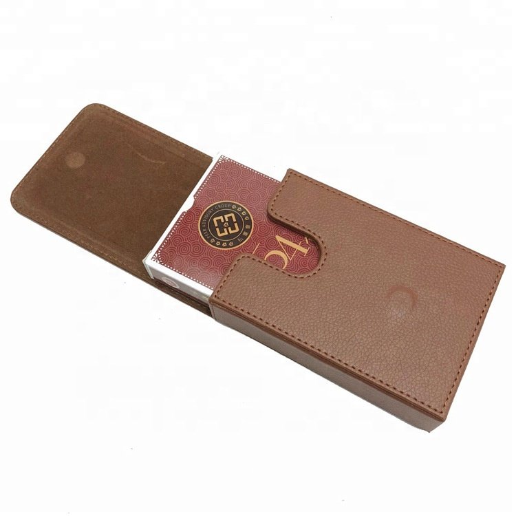 Customized Durable Single Deck Poker Boxes Leather Poker Card Deck With Box Paper Poker Cards