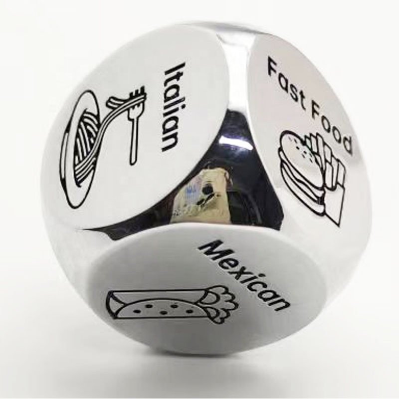custom 20mm zinc alloy food metal dice personalized D6 metal food sexy dice decision date night dice for couple