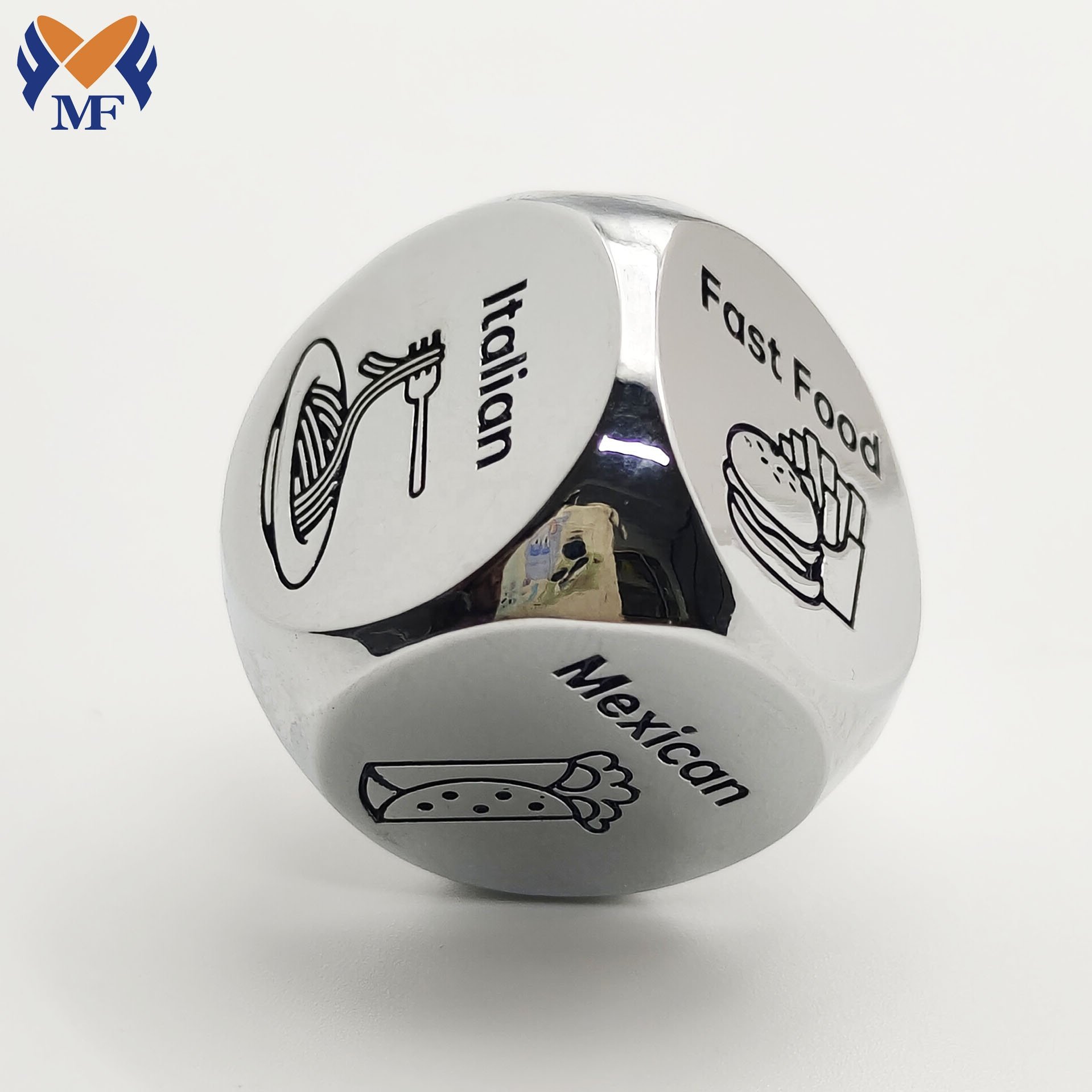 custom 20mm zinc alloy food metal dice personalized D6 metal food sexy dice decision date night dice for couple