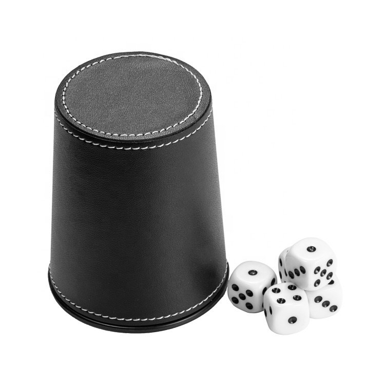 Custom Soft Velvet Lining Family Liars Game Plastic Leather Dice Cup with 5 Dices