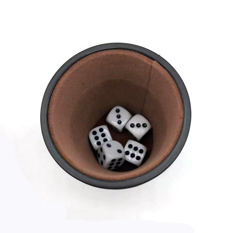 Custom Soft Velvet Lining Family Liars Game Plastic Leather Dice Cup with 5 Dices