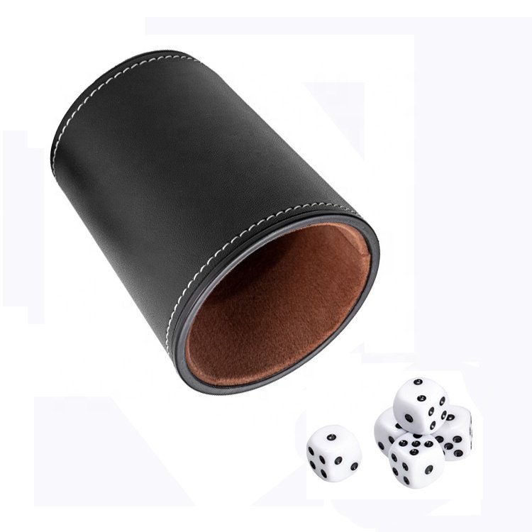Custom Soft Velvet Lining Family Liars Game Plastic Leather Dice Cup with 5 Dices