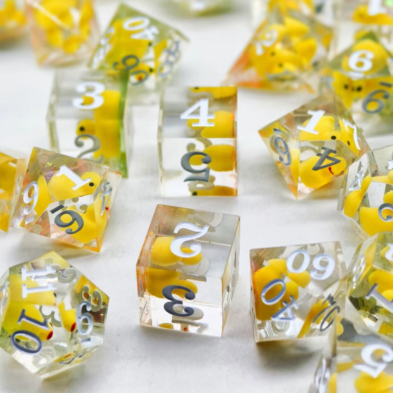 factory engrave printed custom logo personalized dice high quality right-angled edge polyhedral inclusions resin number dice set