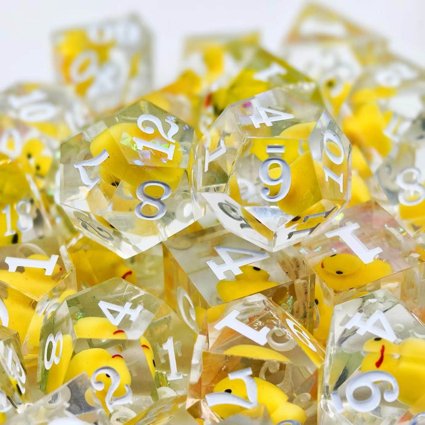 factory engrave printed custom logo personalized dice high quality right-angled edge polyhedral inclusions resin number dice set