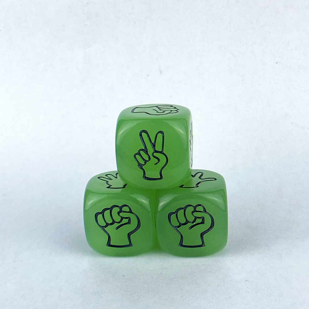 Acrylic D6 20MM Transparent High Intensity Luminous Dice Game Rock Paper Scissors Board Game Entertainment Custom Dices