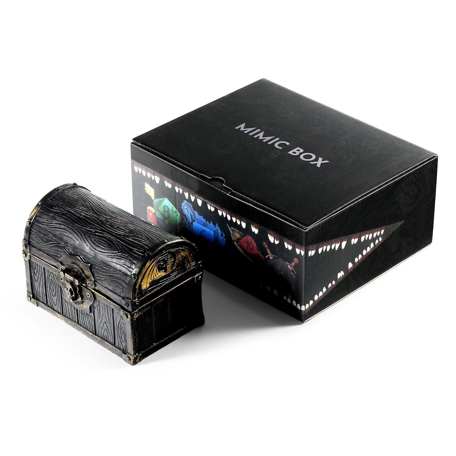 Mimic Chest Dice Storage Box Holds up to 35 DND Dice or 5 Polyhedral Dice Sets Gifts Dungeons & Dragons Gaming Holder Vault Case