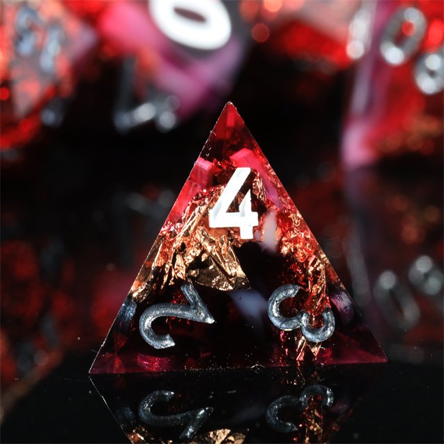 Mini Planet Custom Handmade Resin Dragon and Dungeon DND RPG Dice Set Sharp Edges Polyhedral Board Game Dice