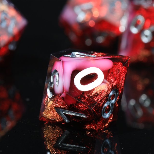 Mini Planet Custom Handmade Resin Dragon and Dungeon DND RPG Dice Set Sharp Edges Polyhedral Board Game Dice