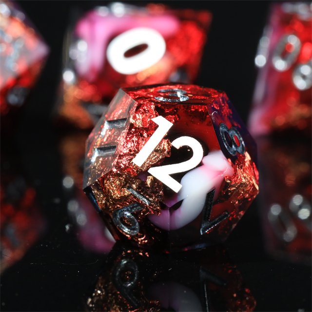 Mini Planet Custom Handmade Resin Dragon and Dungeon DND RPG Dice Set Sharp Edges Polyhedral Board Game Dice