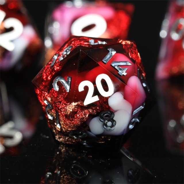 Mini Planet Custom Handmade Resin Dragon and Dungeon DND RPG Dice Set Sharp Edges Polyhedral Board Game Dice