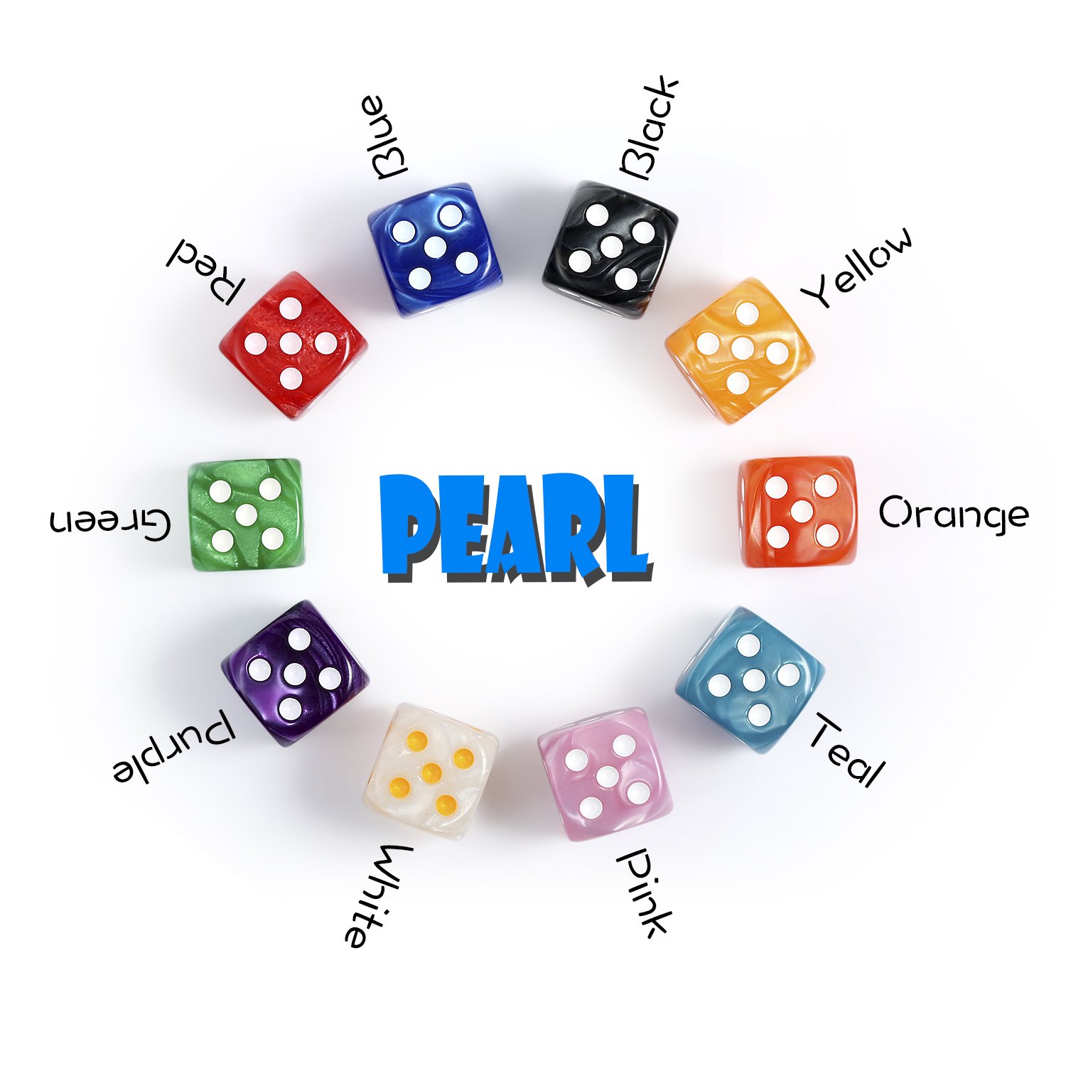 D6 game dice Six Sided KTV dice Pearl Colors 16mm Regular Size Rounded Corner D6 Dice Sets Case for Board Games