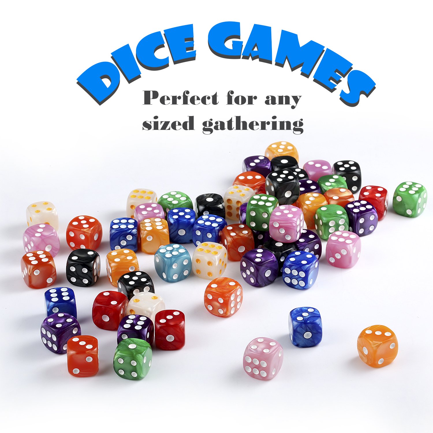 D6 game dice Six Sided KTV dice Pearl Colors 16mm Regular Size Rounded Corner D6 Dice Sets Case for Board Games