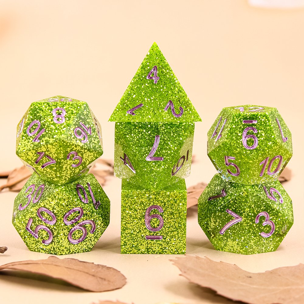 Special Luxury Style D4-D20 Resin Dice Set with Custom Logo Sharp Edge Polyhedral New Style for Board Game-Dungeons and Dragons