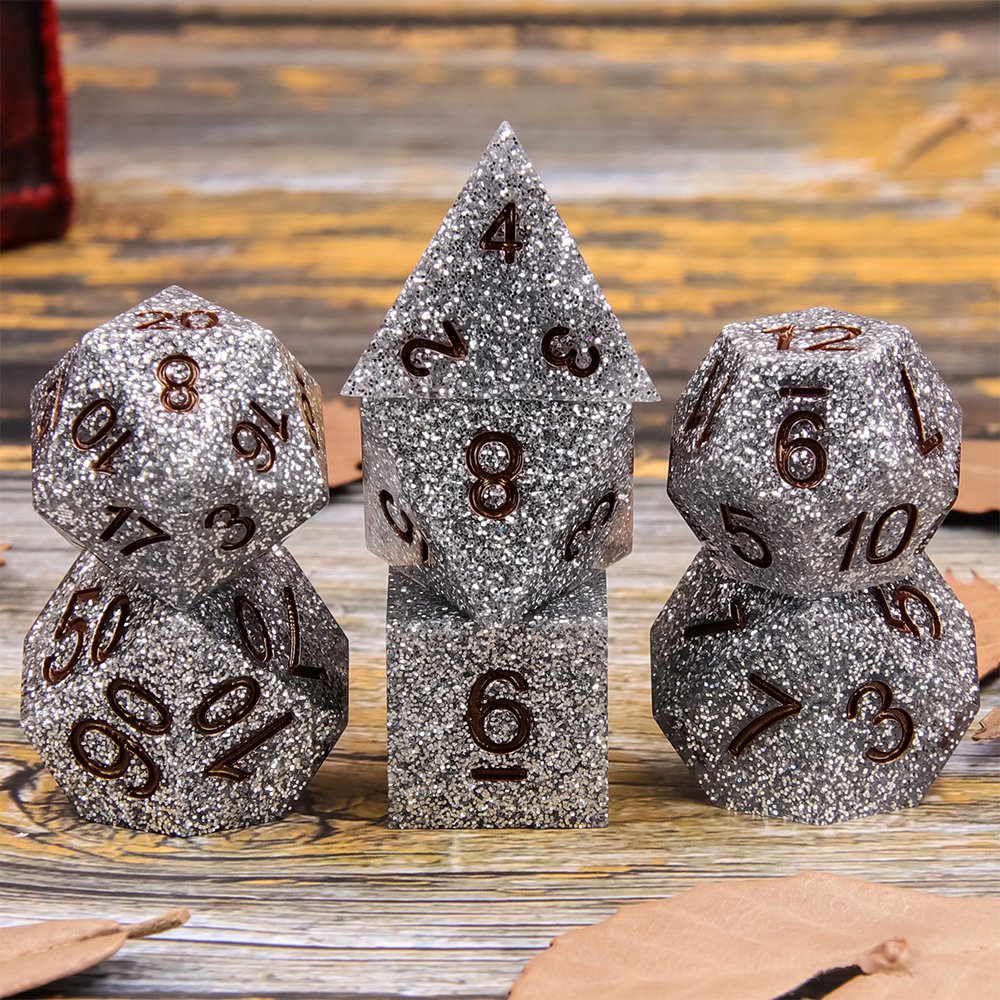 Special Luxury Style D4-D20 Resin Dice Set with Custom Logo Sharp Edge Polyhedral New Style for Board Game-Dungeons and Dragons