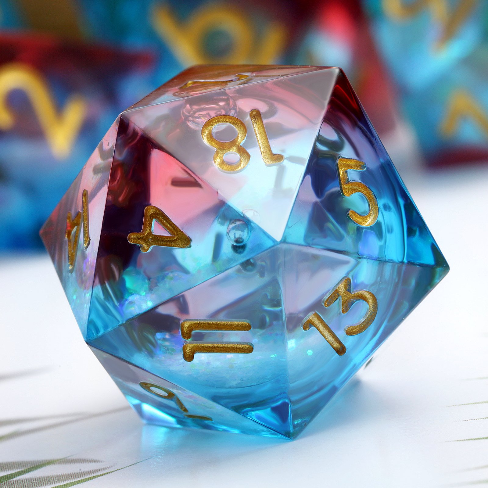 33mm Large 20 Sided Dragon Eye Dice Liquid Core Roll D20 Dice Set RPG Dice Holder for Dungeons and Dragons Table Games