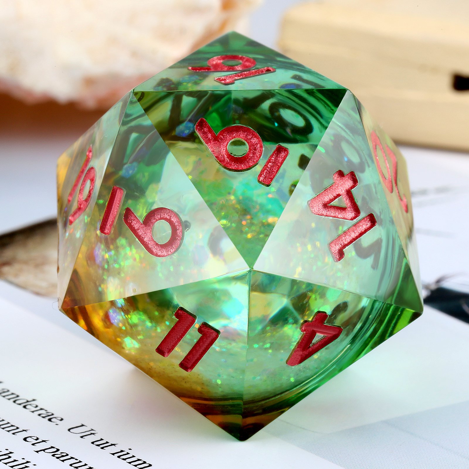33mm Large 20 Sided Dragon Eye Dice Liquid Core Roll D20 Dice Set RPG Dice Holder for Dungeons and Dragons Table Games