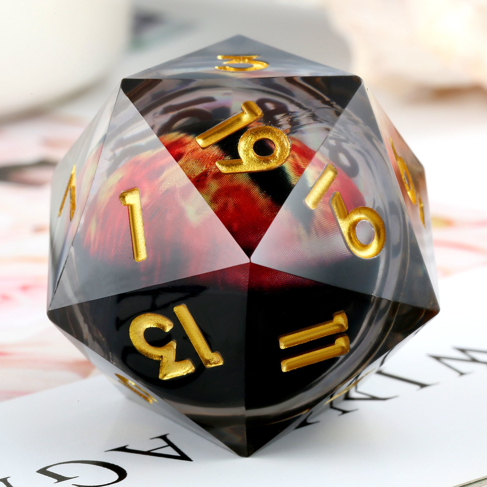 33mm Large 20 Sided Dragon Eye Dice Liquid Core Roll D20 Dice Set RPG Dice Holder for Dungeons and Dragons Table Games