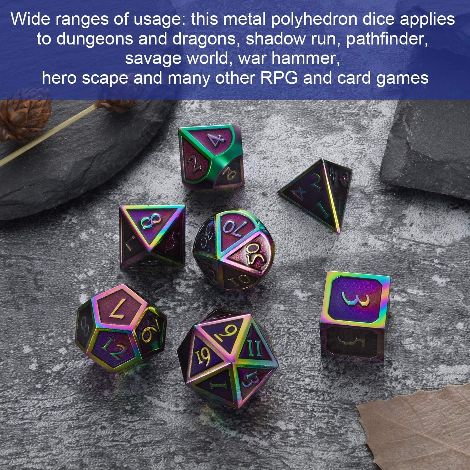 Customizable Logo Polyhedral Metal RPG Dice Set for Dungeons & Dragons Board Game Manufacturer Wholesale