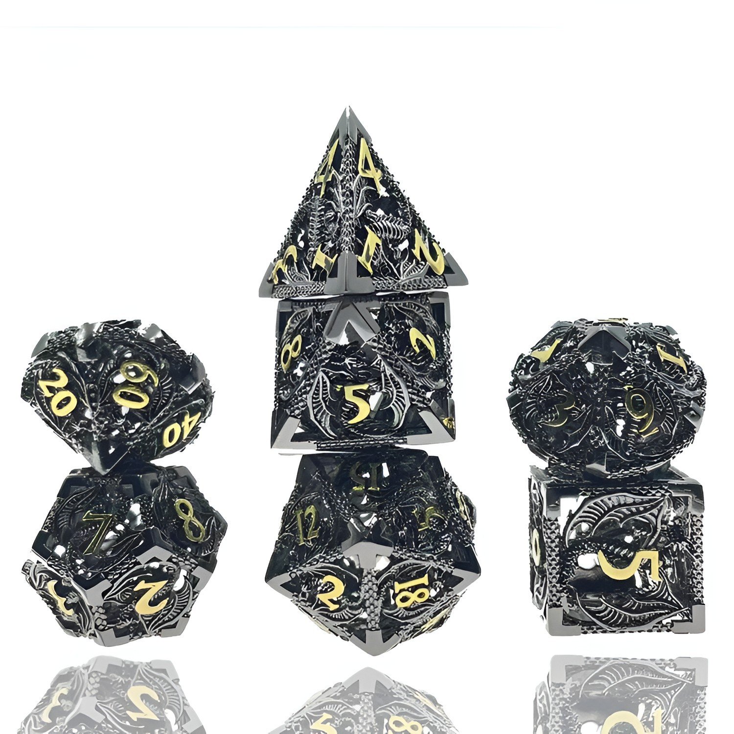 Edge Hollow copper metal dnd Dragon dice custom polyhedric dungeons and dragons dice set Polyhedral Dnd Dice Box Rpg Games