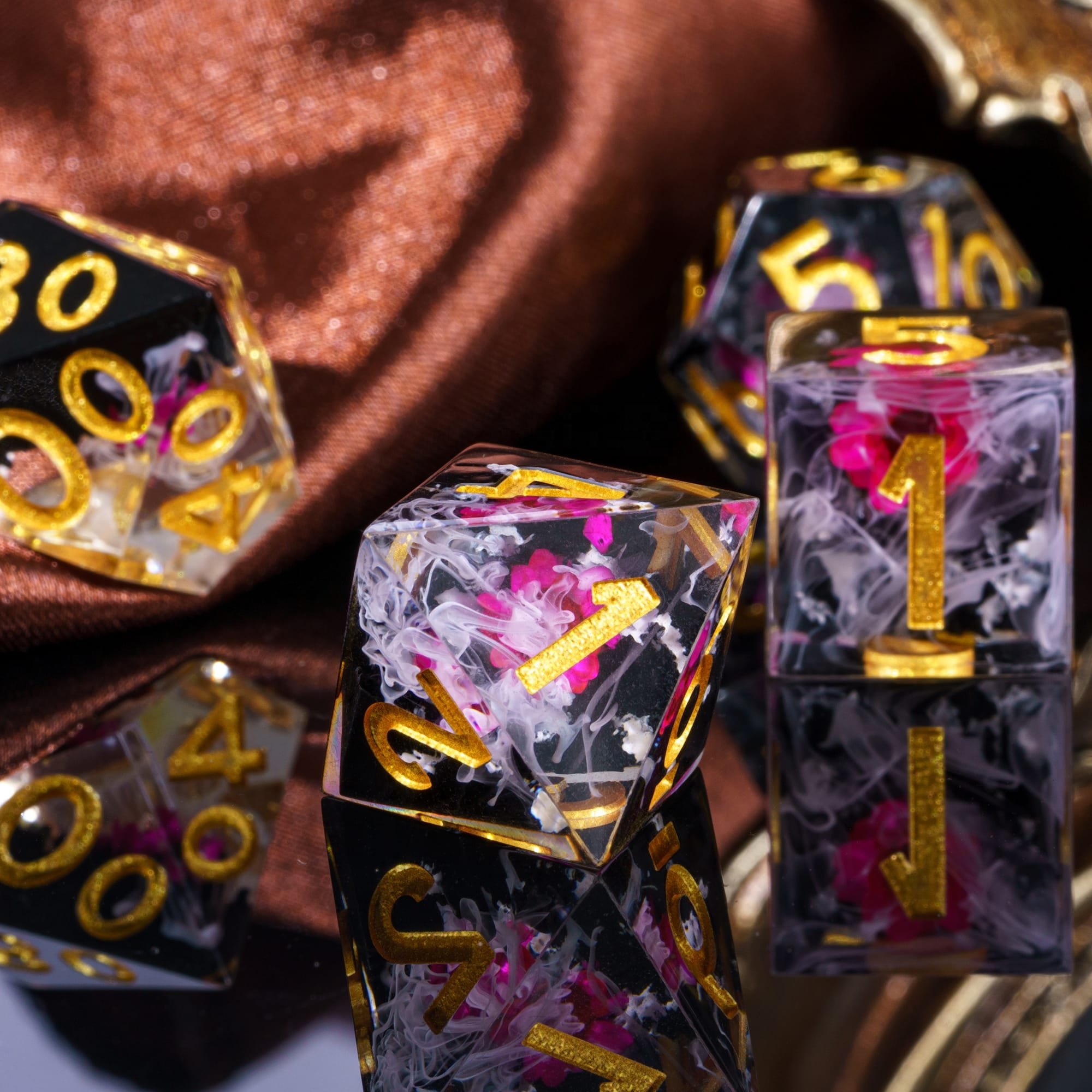 Udixi Polyhedral custom logo rpg dungeons and dragons Handmade Landscape&Flower Dice Set