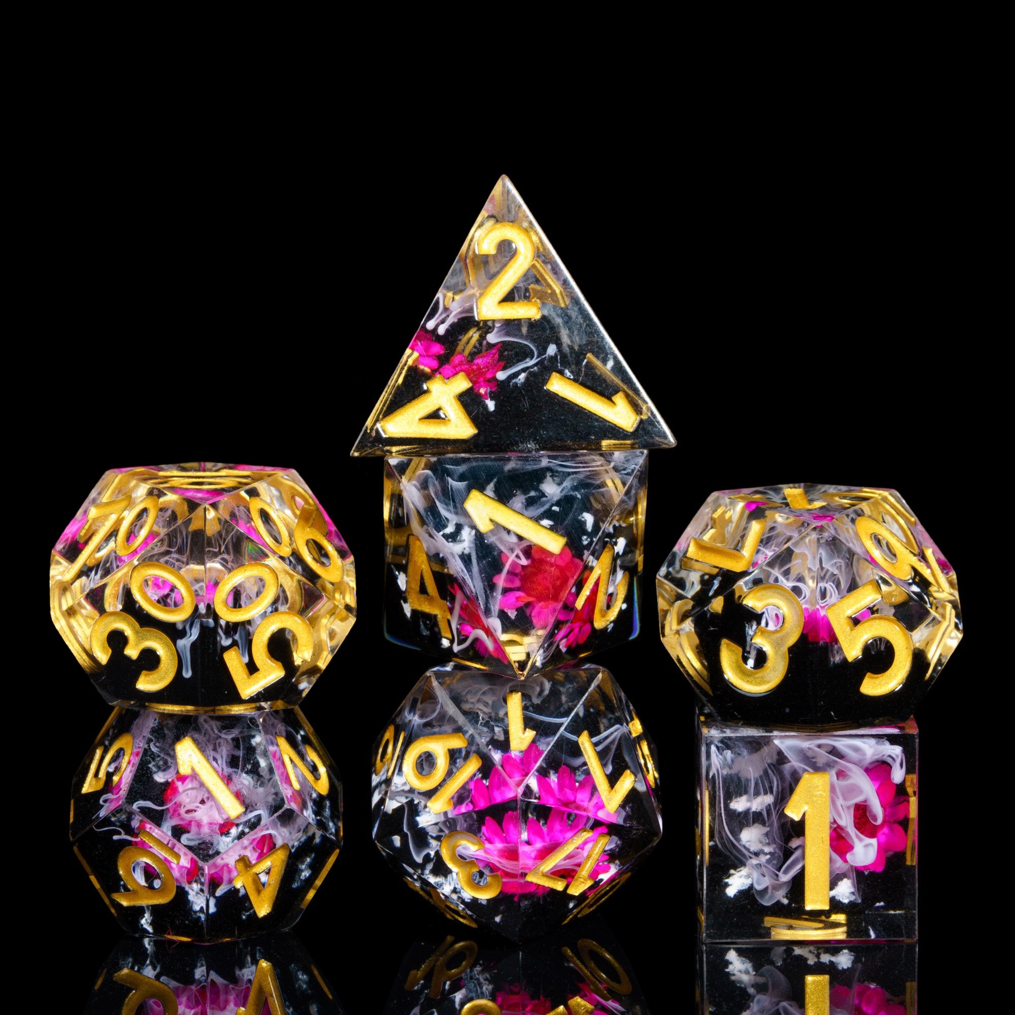 Udixi Polyhedral custom logo rpg dungeons and dragons Handmade Landscape&Flower Dice Set