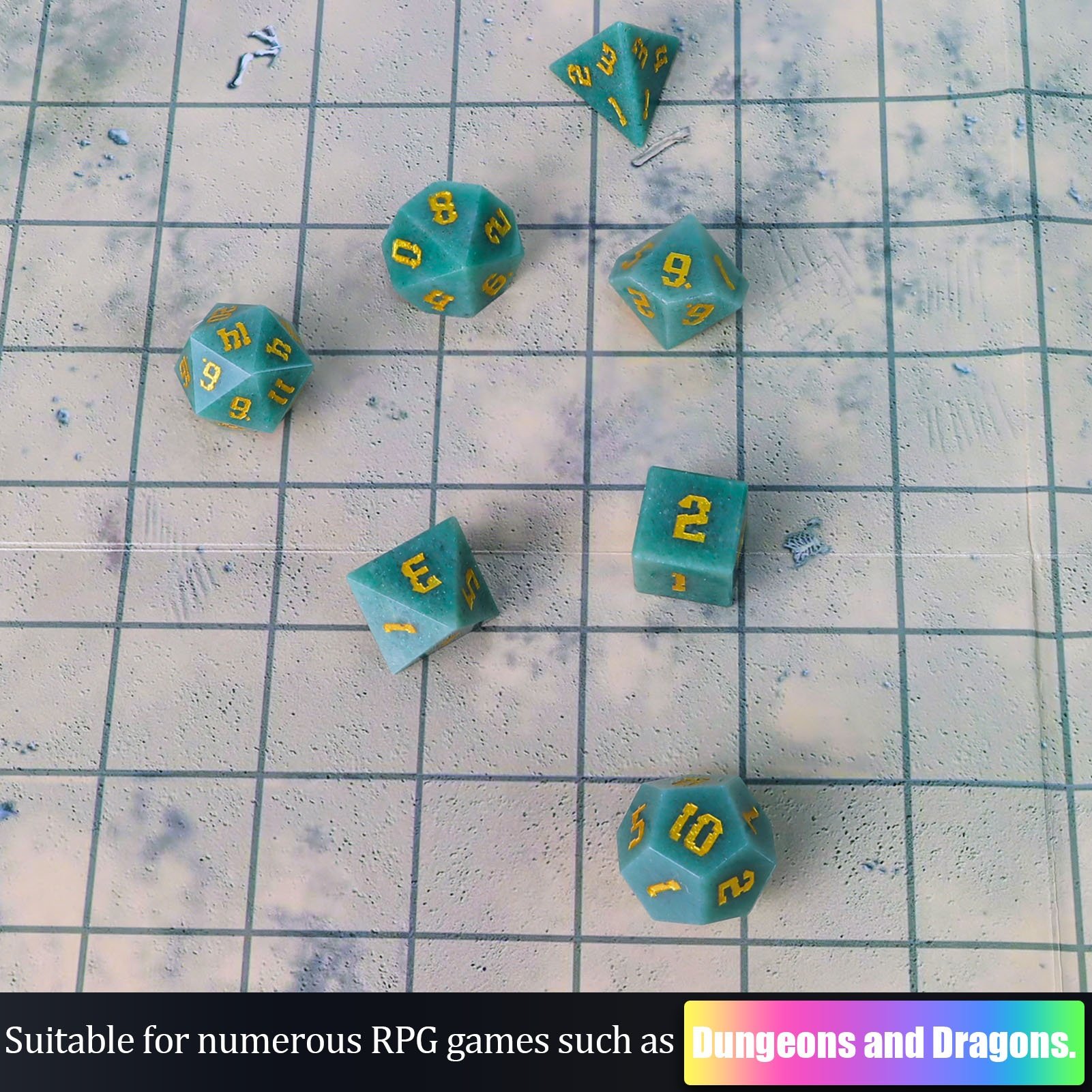 RPG Natural Gemstone Dice DND Gem Stone Dice Green Jade Dice For Dungeons And Dragons