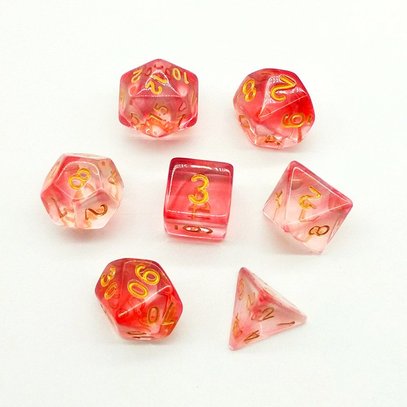 Custom Double Colors Polyhedral Dice Set Complete Colorful Acrylic Dice of D4 D6 D8 D10 D% D12 D20 Compatible with DND RPG