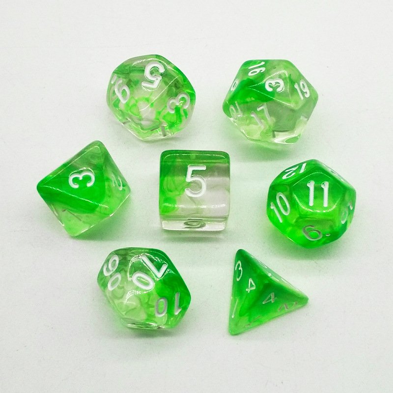 Custom Double Colors Polyhedral Dice Set Complete Colorful Acrylic Dice of D4 D6 D8 D10 D% D12 D20 Compatible with DND RPG