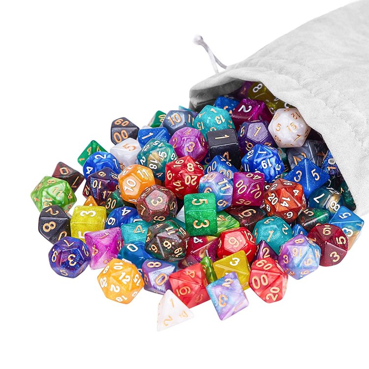 Custom Double Colors Polyhedral Dice Set Complete Colorful Acrylic Dice of D4 D6 D8 D10 D% D12 D20 Compatible with DND RPG