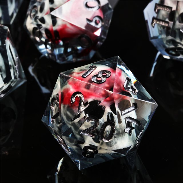 Mini Planet Handmade Resin Polyhedral 3D Liquid Core Skull Dice Sharp Edges for DND RPG Board Role-Playing Games Custom Logo