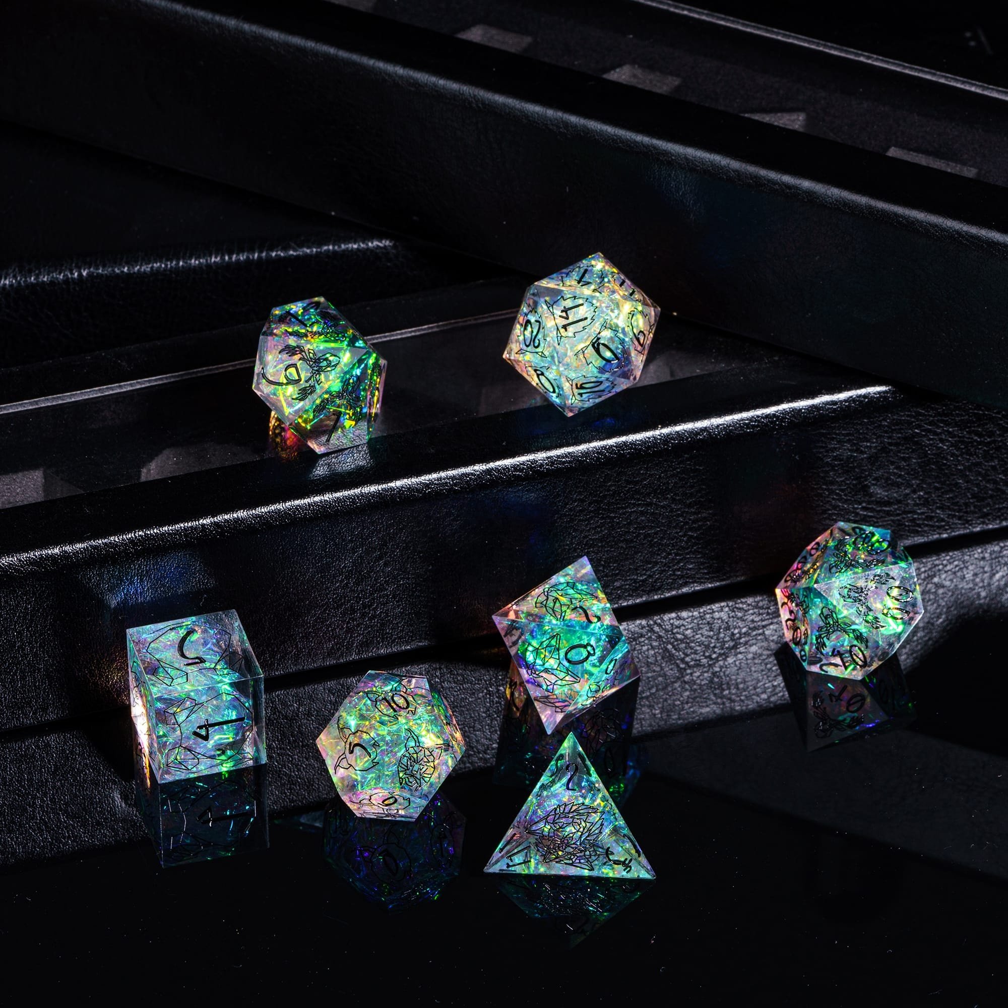 Udixi Polyhedral custom logo rpg dungeons and dragons Handmade Cyber Beast Pattern Dice Set