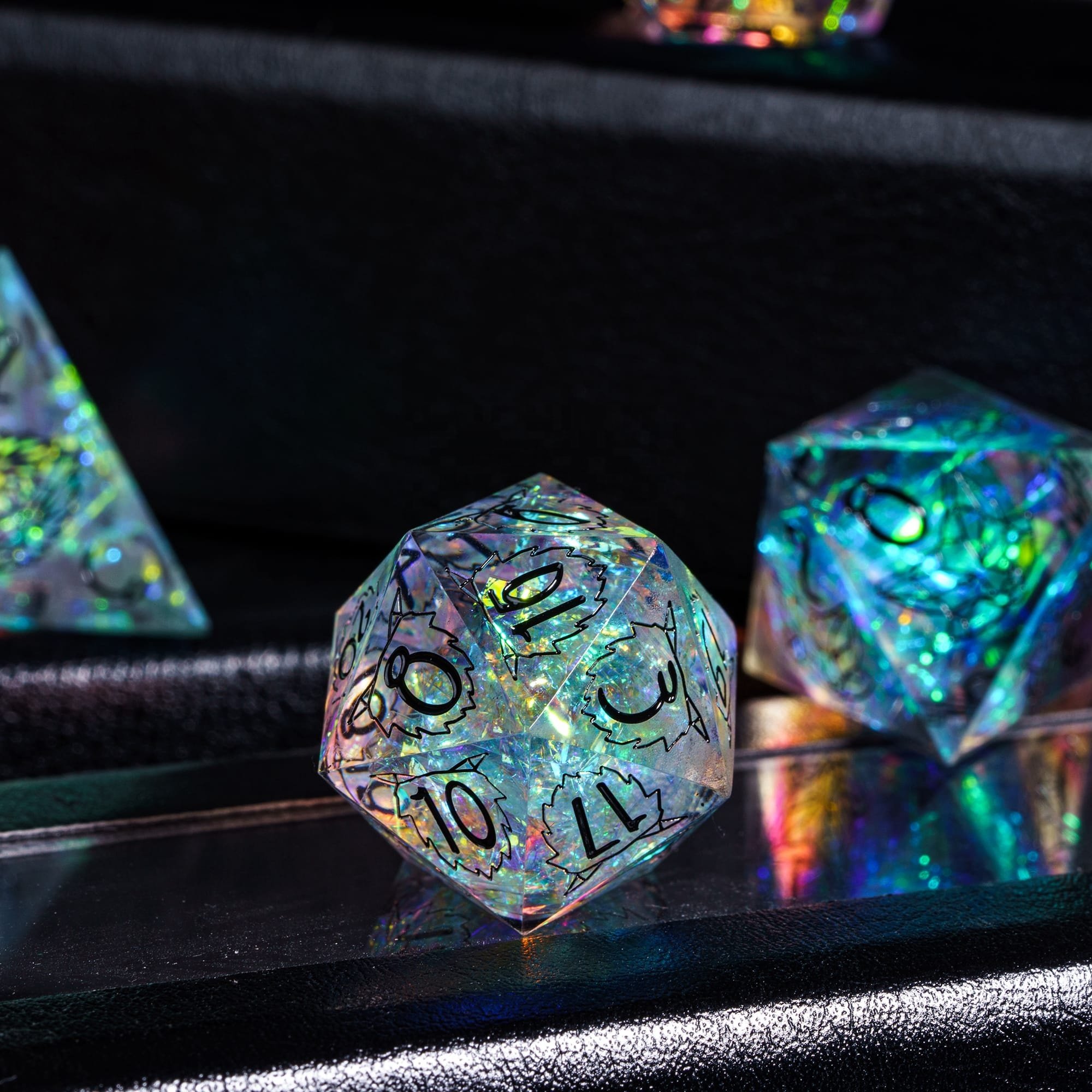 Udixi Polyhedral custom logo rpg dungeons and dragons Handmade Cyber Beast Pattern Dice Set