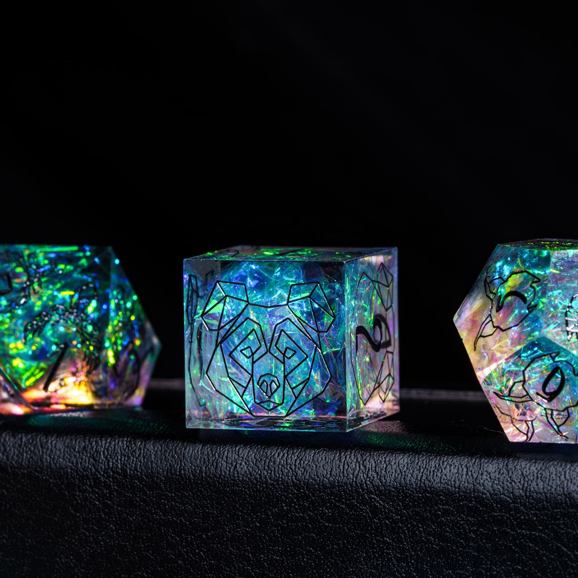Udixi Polyhedral custom logo rpg dungeons and dragons Handmade Cyber Beast Pattern Dice Set