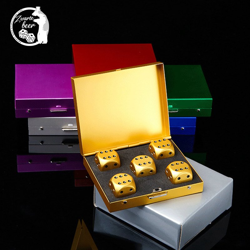 16MM Aluminum Alloy D6 Dice Set Logo Custom Dice With Aluminum Alloy Box Metal Dice Board Games