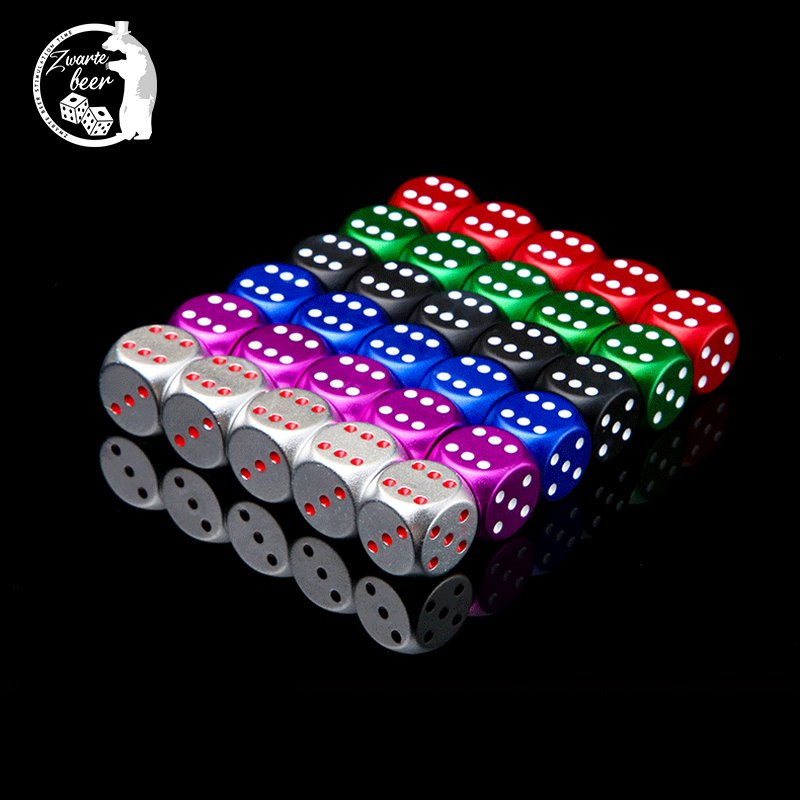 16MM Aluminum Alloy D6 Dice Set Logo Custom Dice With Aluminum Alloy Box Metal Dice Board Games