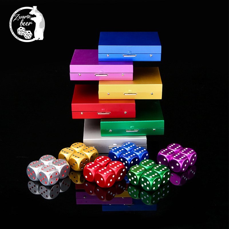 16MM Aluminum Alloy D6 Dice Set Logo Custom Dice With Aluminum Alloy Box Metal Dice Board Games